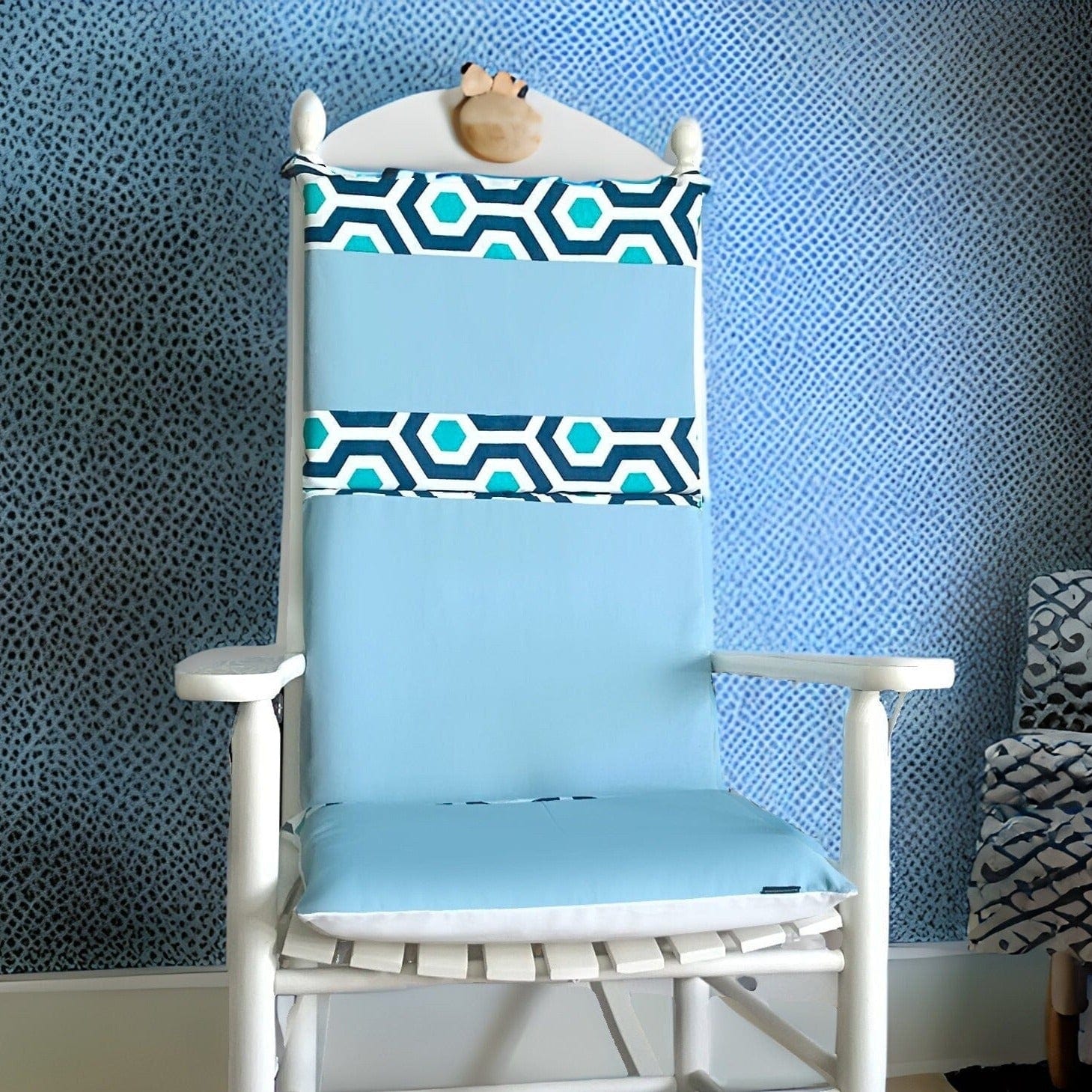 Rockin Cushions Rocking Chair Cushion Blue Hexagon Rocking Chair Cushion